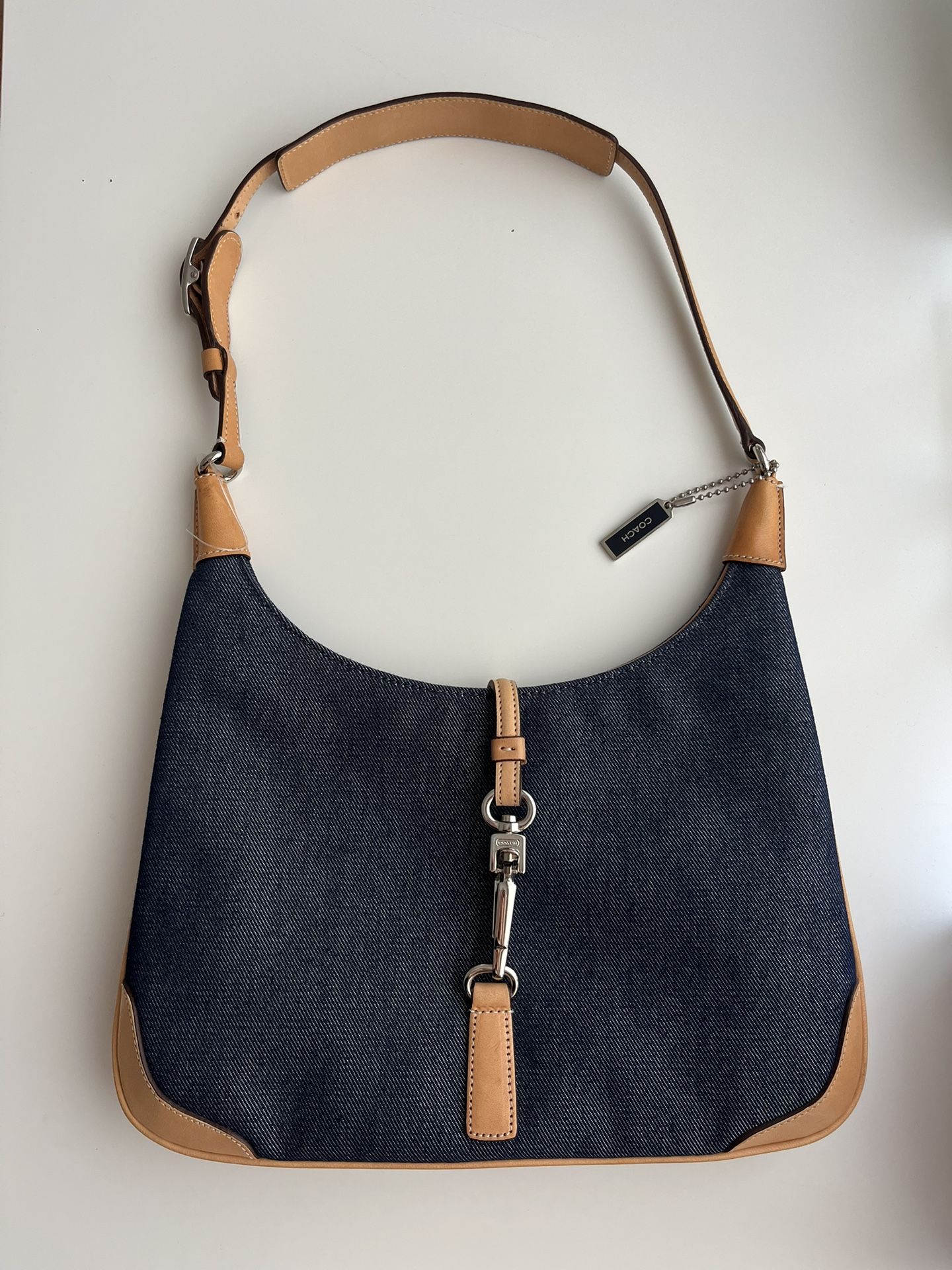 Coach Denim And Tan Hobo Bag