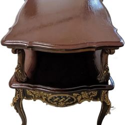 Refurbished Victorian Style Two Tier All Wood Accent Table