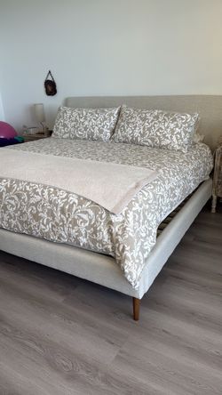 West Elm king size bed with mattress