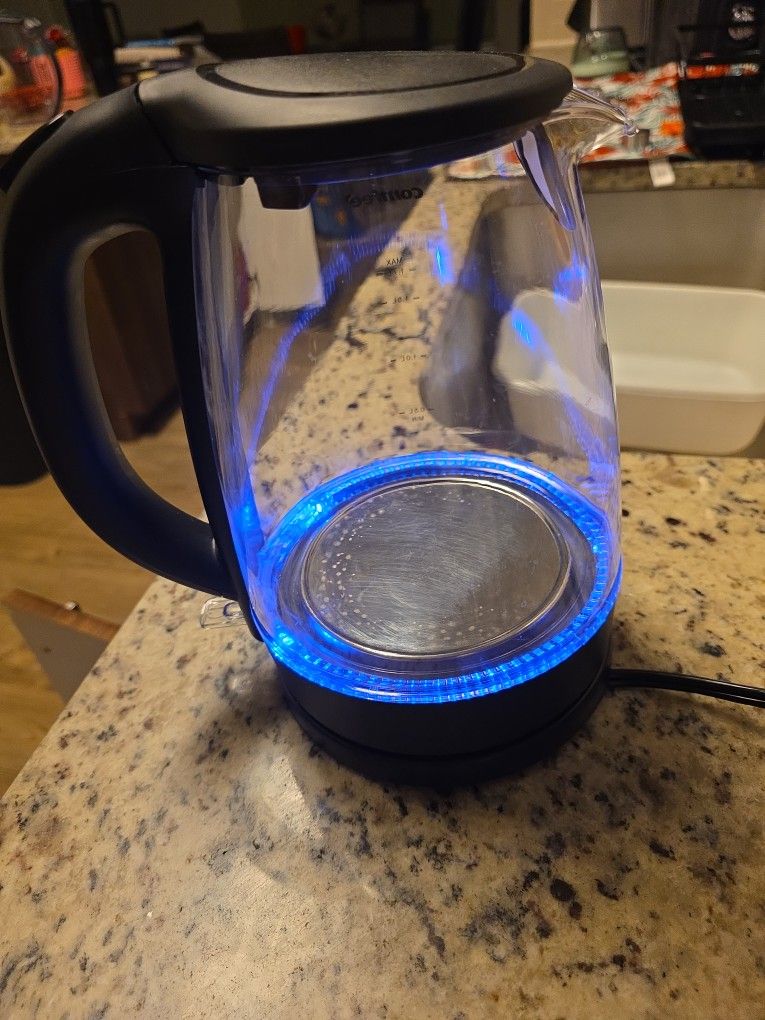 Glass Hot Water KETTLE Blue LIGHT