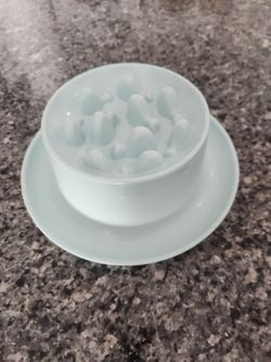 Raised Slow Feeder Pet Bowl – Light Blue