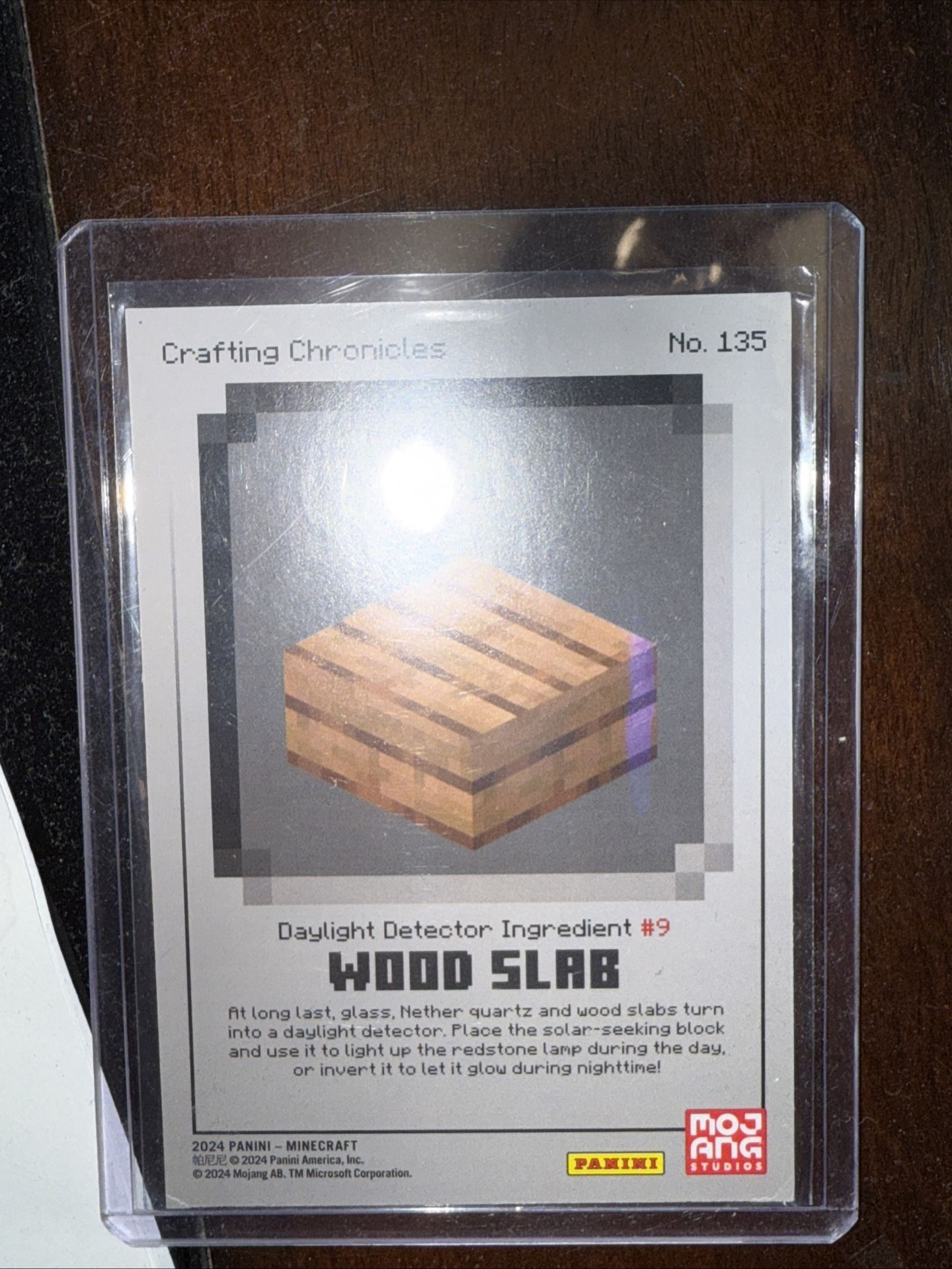 2024 Panini Minecraft Wood Slab No. 135 Ingredient #9 INK ERROR *Purple Marking*