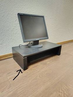 Hardwood Black Monitor Keyboard TV Riser Desktop Stand