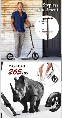 Adult Scooter with Big Wheels | Adjustable Height, Foldable Aluminum Frame | Smooth Ride for Urban Commuting and Outdoor Fun | Suitable for Teens 8-12