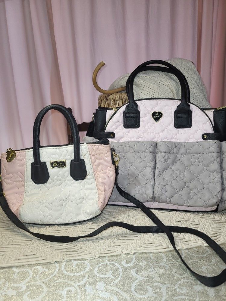 Betsy Johnson Quilted Diaper BAG & Matching Mom Purse