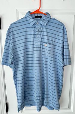 New Southern Marsh Baby Blue Striped Polo Large