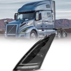 Front Headlight Compatible with 2018+ Volvo VNR Black Reflective LED Headlight with DRL with LED Control Module,Right Side  Brand new in box: retail f