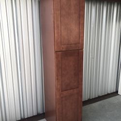 Corner Stained Tall Wall Cabinet - 6 Shelves