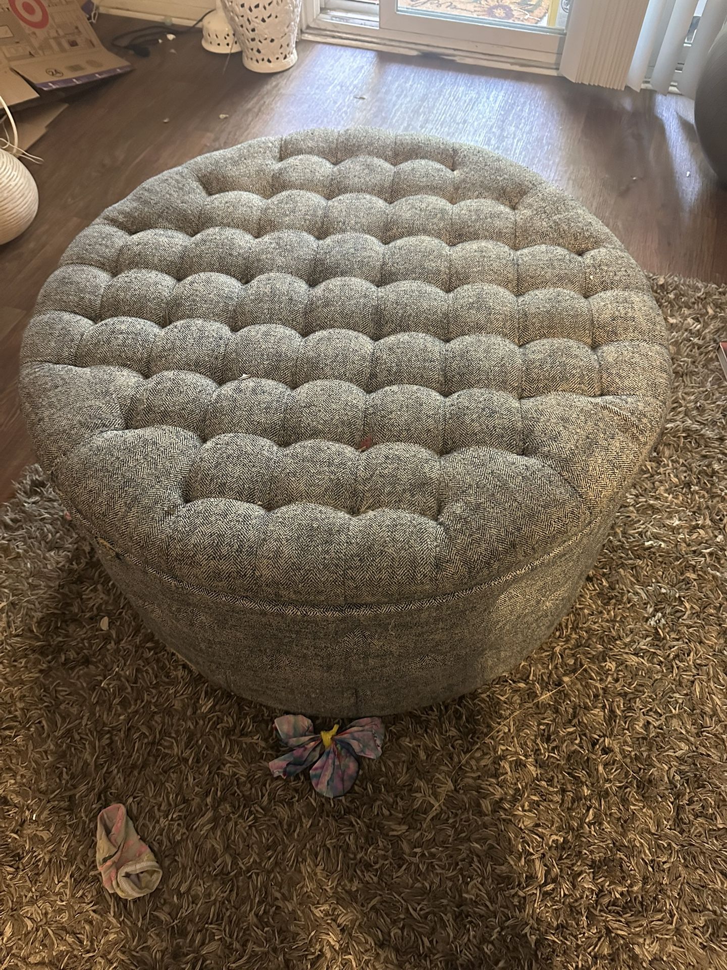Round blue Ottoman