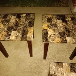 Faux Marble Coffee Table & Two Side Tables