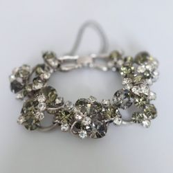 Elegant Vintage Juliana Smokey Quartz and Clear Demi Parure Rhinestone Bracelet!