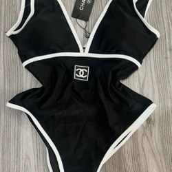One Piece Black And White CC Bathing Suit 