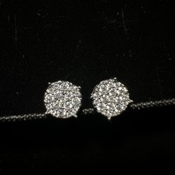 925 Silver & VVS1 Round cut Diamond Earring