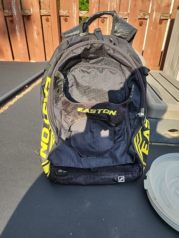 Easton Walk-Off Elite Baseball Softball Equipment Bag Backpack Black Yellow Bag