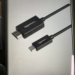 Amazon Basics Premium Aluminum USB-C to HDMI Cable Adapter (Thunderbolt 3 Compatible) 4K@60Hz, 3-Foot, Black @C2
