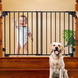 35-55” No bottom Bar Baby Gates For Stairs, 39” Extra Tall Child Safety Gate