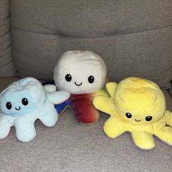 Lot of Teeturtle Reversible Colorful Octopus Small Plush Stuffed Animals