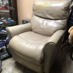 FREE Beige Leather Recliner Chair