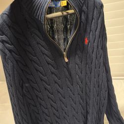 Polo Quarterzip Navy Blue Knitted