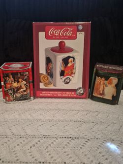 Coca Cola snack jar and tins