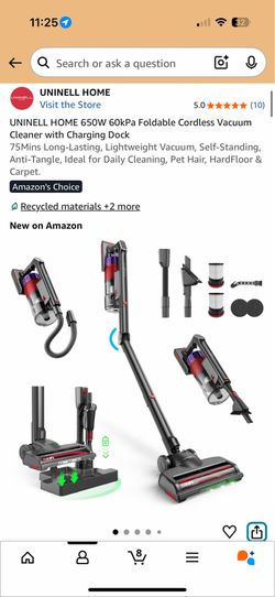 UNINELL HOME Cordless Vacuum Cleaner 650W 60KPa with Charging Dock