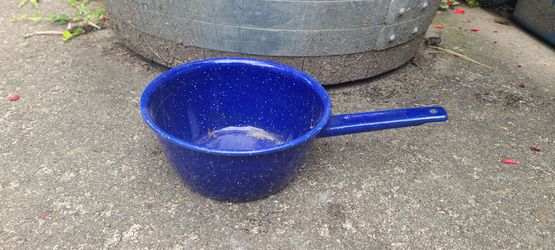Beautiful Blue Speckled Enamelware Pot with Handle