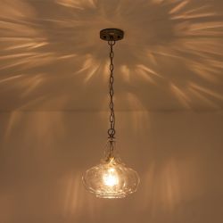 Textured Glass Pendant Light with Chain