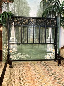 Black and Gold Metal Full Size Bed Frame Metal Headboard (Delivery Service Available)