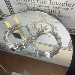Silver Bamboo Earrings 
