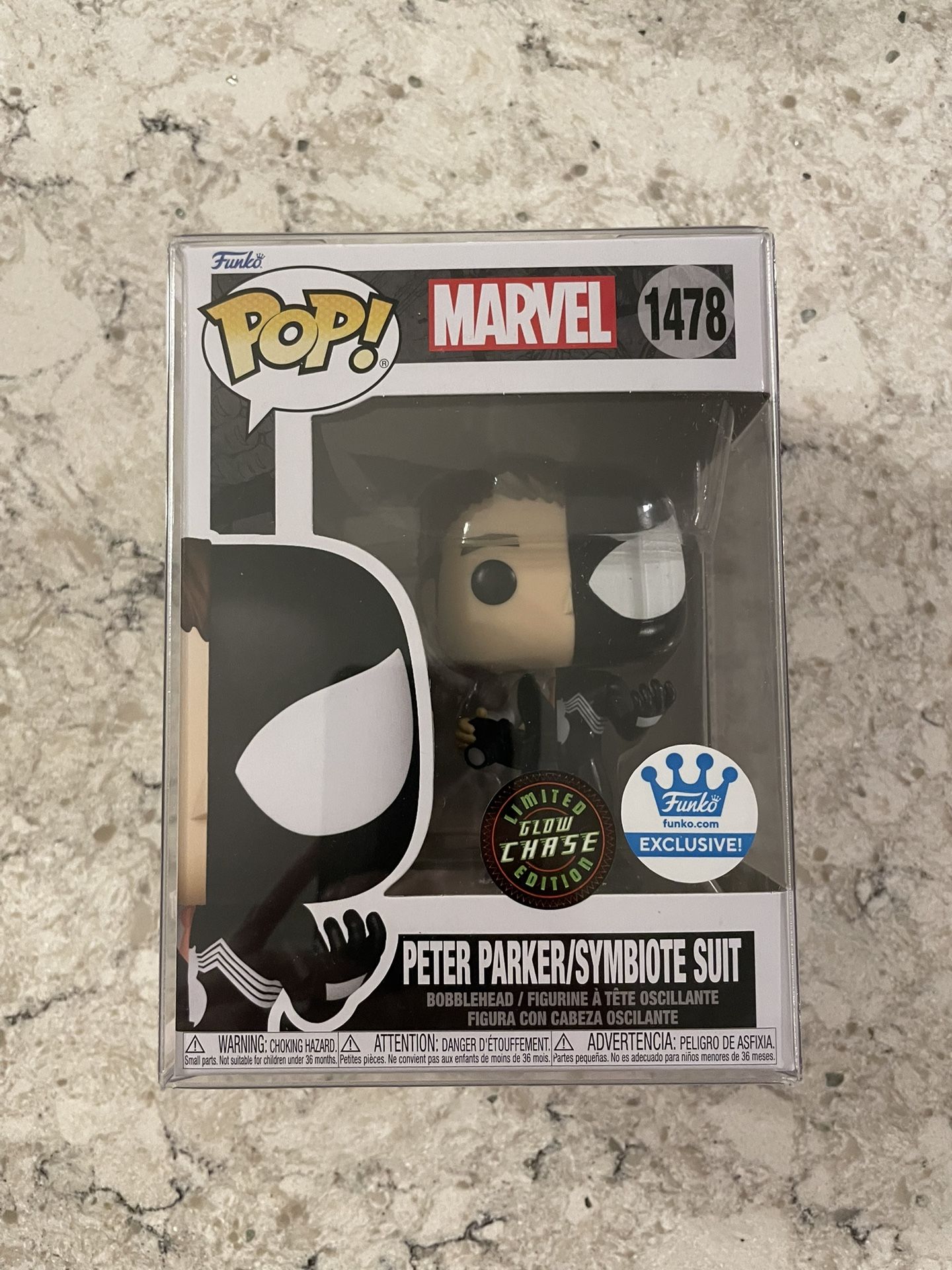 GITD Peter Parker Symbiote Suit Spider-Man CHASE Funko POP! W/ Protector #1478
