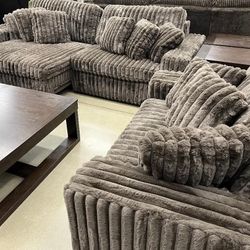 Brown Color Fluffy Corduroy Sectional Couch 🛋️ Build Your Own Combination ⭐$39 Down Payment with Financing ⭐ 90 Days same as cash