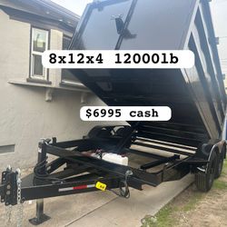 Dump trailer 8x12x4 12000lb $6995 Cash Only Many Extras 14k