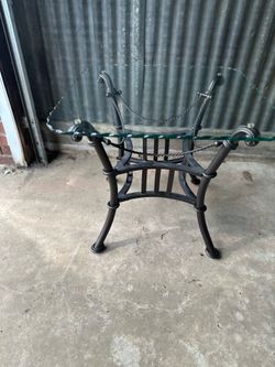 2 Cast Iron Glass Top Tables
