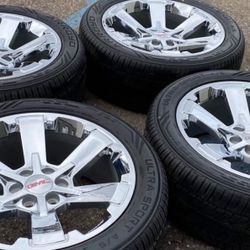 22” GMC Yukon Denali Sierra Cadillac Escalade Chevy Suburban Chevrolet Rims Tires New Chrome 
