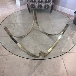 Glass And Gold Coffee Table 48” Diameter 