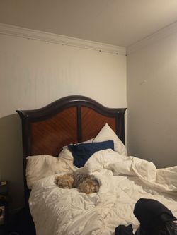 Wood Panel Bed Headboard Dark Brown