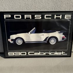 Porsche 930 Cabriolet Poster Framed 2x3 ft Vintage 