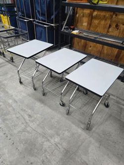 Rolling Cart Tables with Wire Bottom Shelf