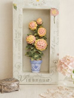 Cheri Blum pink/ yellow flowers in a vase- 3D effect wall hanging decor