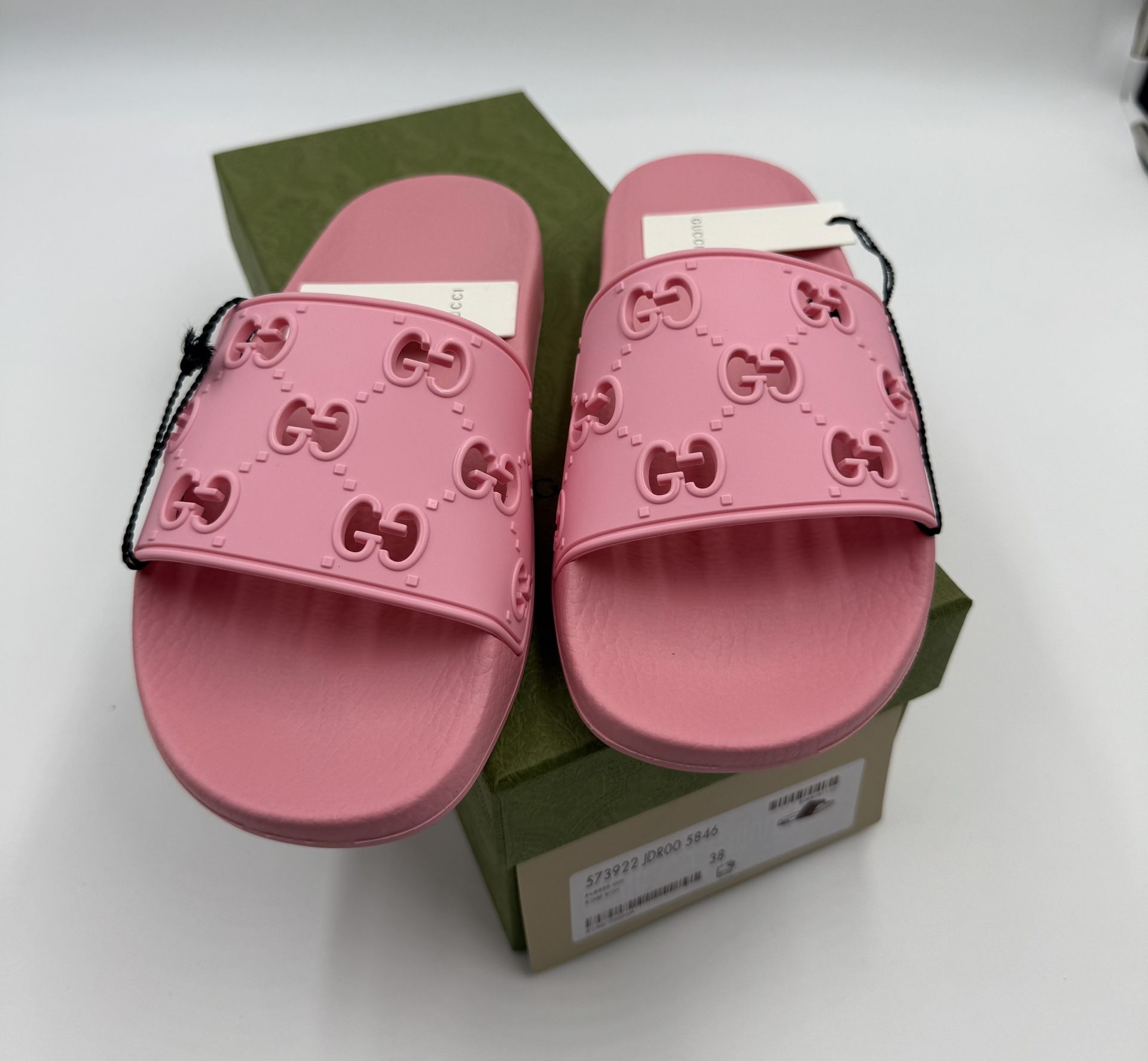 GUCCI Pursuit Pink GG Slide Sandals