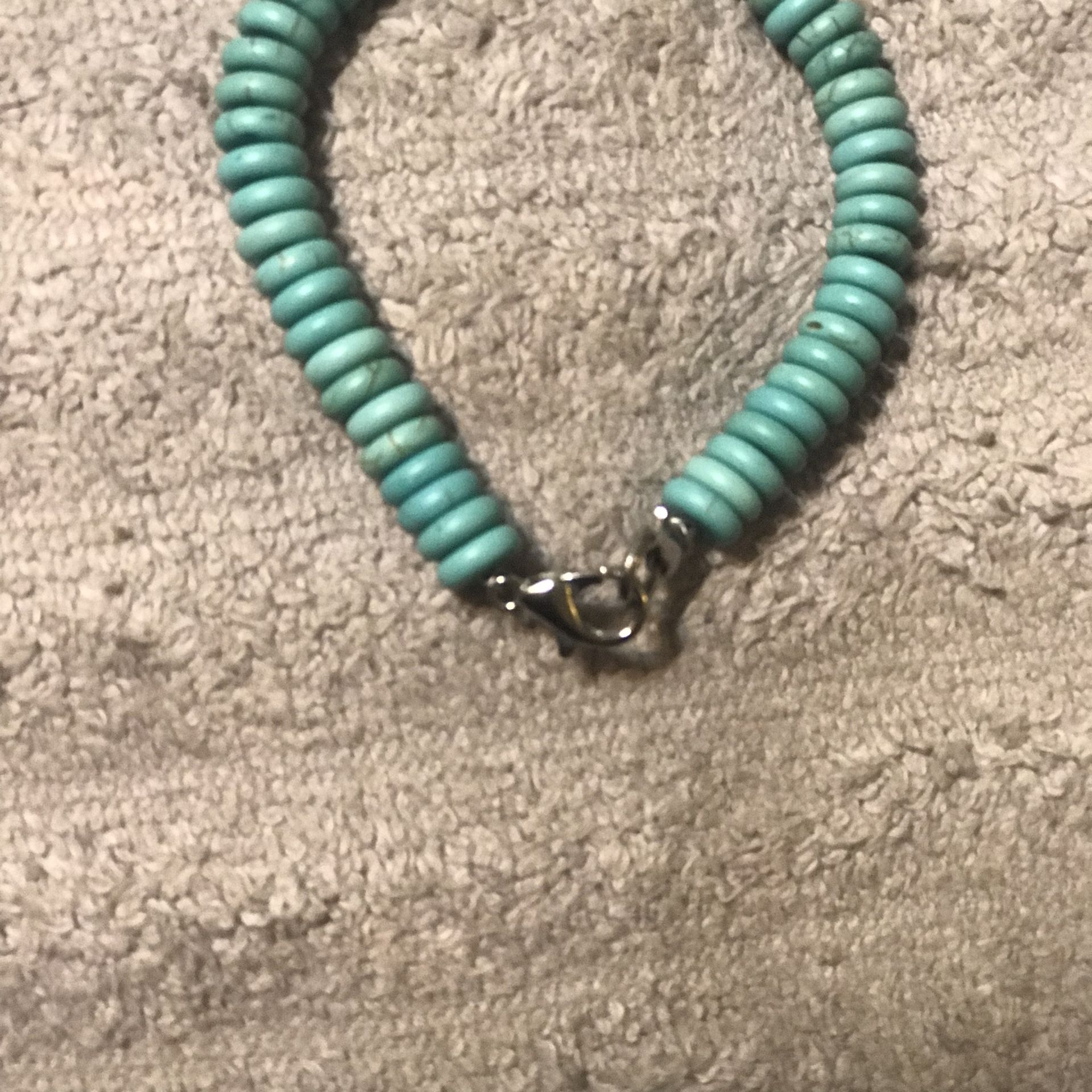 All Turquoise Beaded Bracelet 7.5 Inches