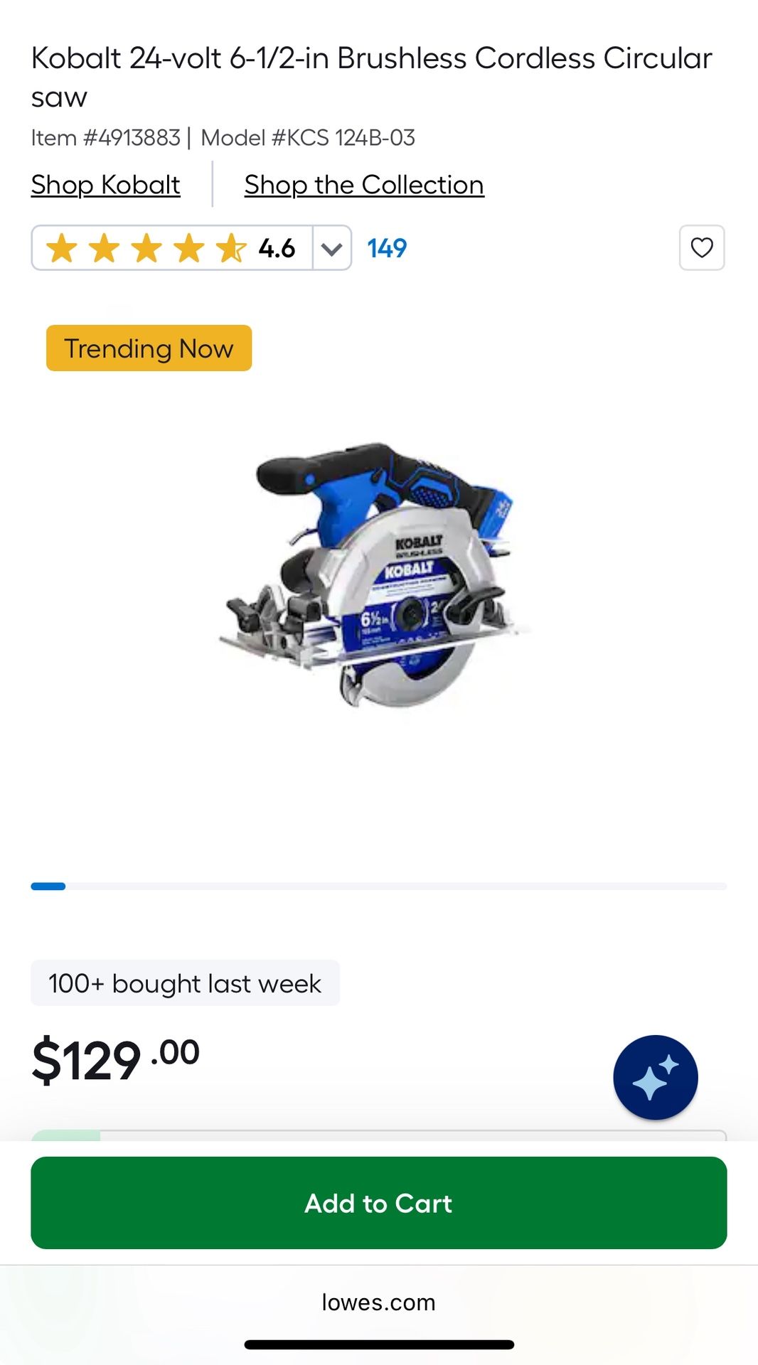 Kobalt Circular Saw With Battery And Charger