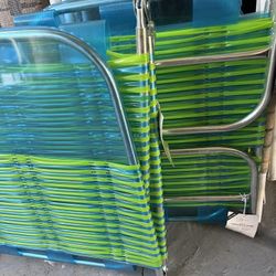 Vintage Style Folding Beach Loungers (2)