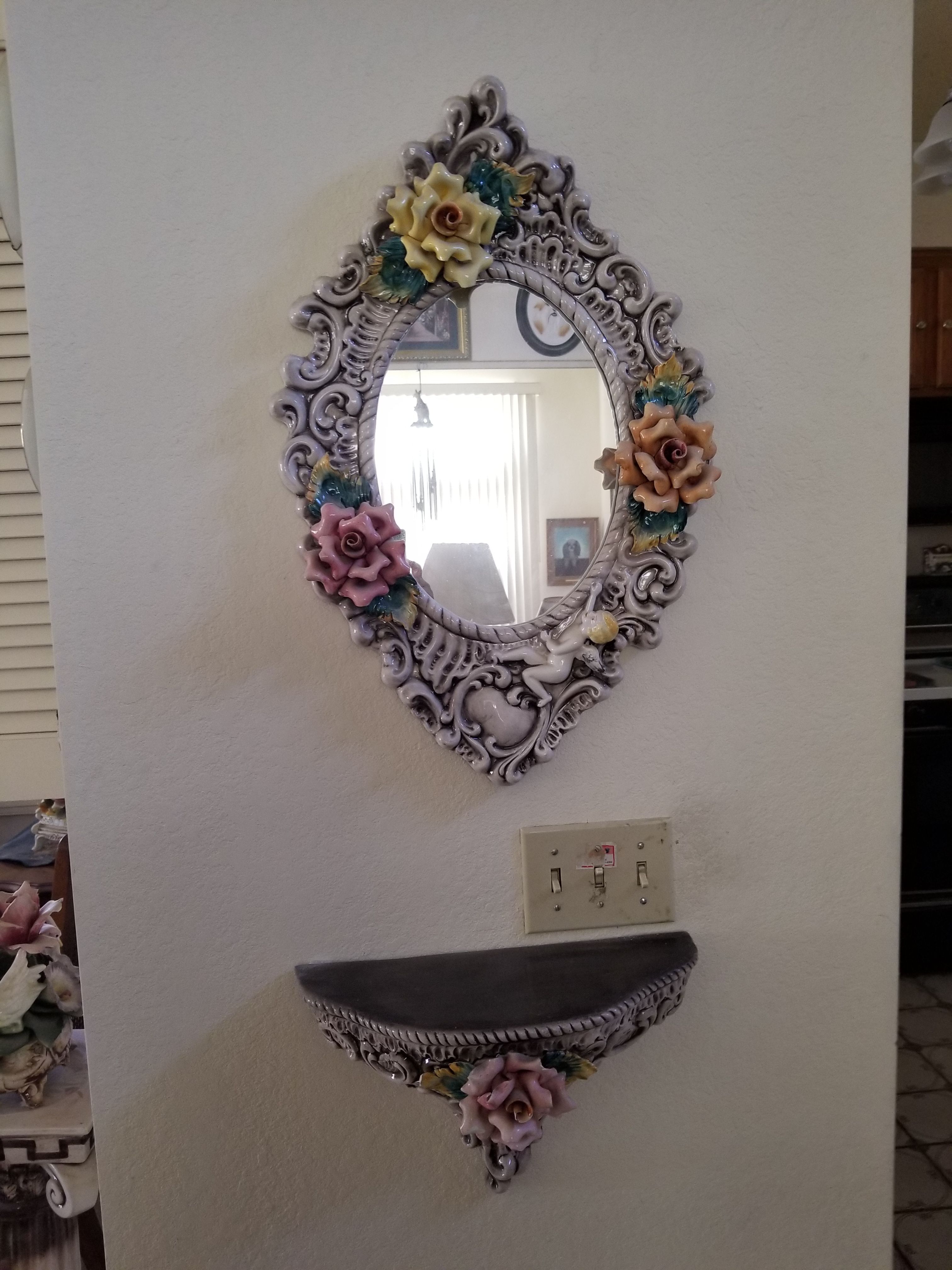 Vintage Capodimont Mirror and console