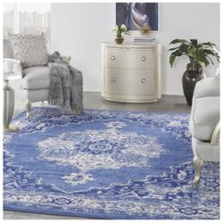 Nourison Whimsicle Persian Navy 7' x 10' Area Rug, Easy Cleaning, Non Shedding, Bed Room, Living Room, Dining Room, Kitchen (7x10)   