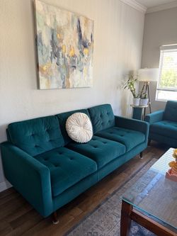 Velvet green sofa