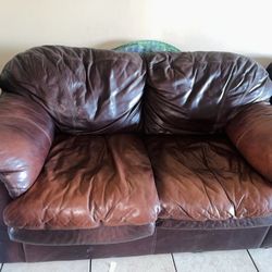 Brown leather sofas 