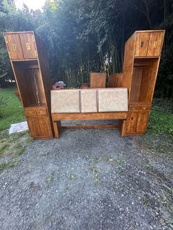 Queen headboard and nightstands with lights