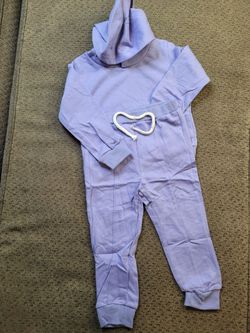 Kids Lavender Hooded Two-Piece Jumpsuit