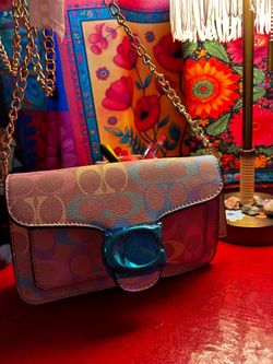 Coach Tabby Shoulder Bag Rainbow Signature